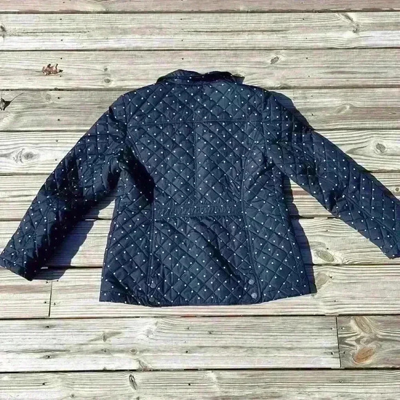 Charter Club polka dot quilted jacket with pockets zipper and button closure L - Picture 2 of 9